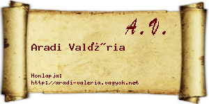 Aradi Valéria névjegykártya